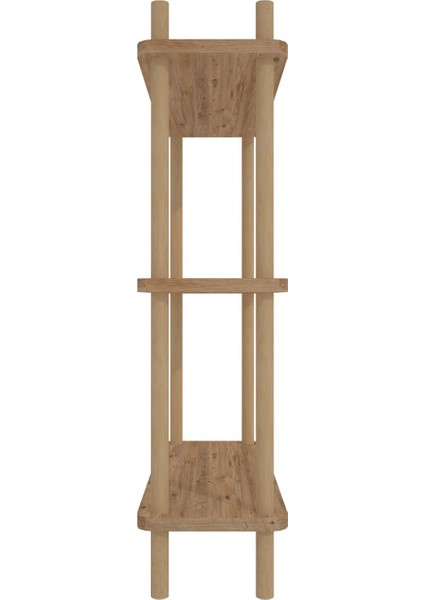 Lina 3 Katlı Atlantik Çam Ahşap Dikdörtgen Çok Amaçlı Raf Sehpa Kitaplık