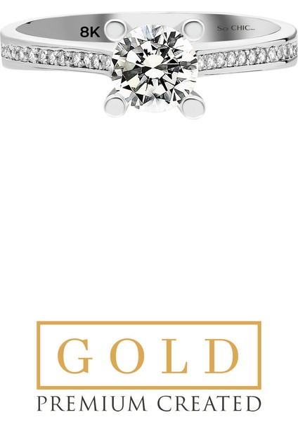 Beyaz Altın Sertifikalı Premium Created Taşlı 0.84 Ct Effect Tektaş Yüzük modelleri