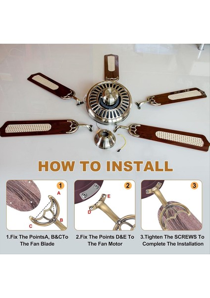 Tavan Vantilatörü Kanatları Kolunun Değiştirilmesi 4 Adet 52 Inç Vantilatör Pervanesi Yedek Parçalar Montaj Braketi Kiti Yeşil Bronz (Yurt Dışından) fırsatları