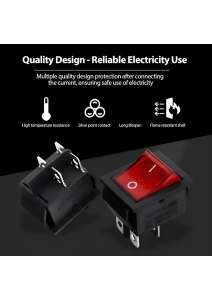 30A 250 V Ac Dpst 4 Pin Rocker Geçiş Anahtarı 4 Paket Kırmızı Işıklı Açık/kapalı T125 Geçiş Anahtarı Ağır Ev Aletleri Için (Yurt Dışından) modelleri