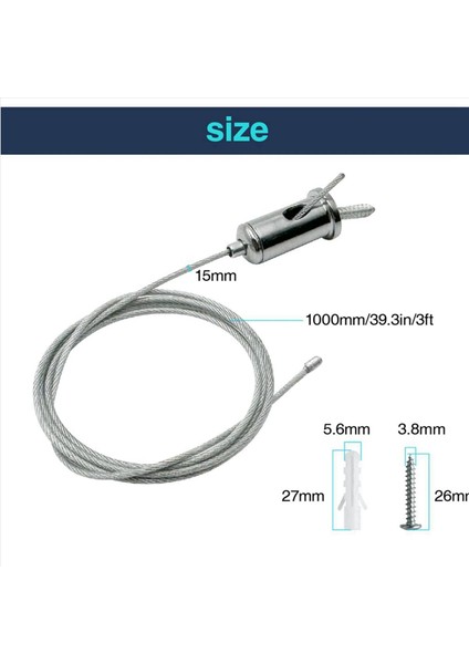 24 Takım Altıgen Garaj Süspansiyon Kabloları Kiti Çelik Asılı Zincirler Petek Işık Konektörü Kolye Tel Halat Kablo 1 M (Yurt Dışından) fırsatları