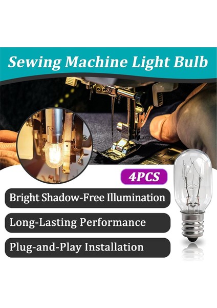 Brother Janome Babylock ile Uyumlu 4&#39 Lü Paket 20W 120V Dikiş Makinesi Ampulleri - E12 Tabanı (Yurt Dışından) modelleri