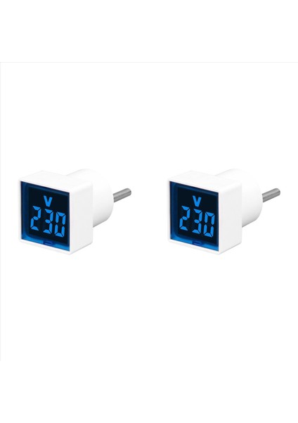 2x Dijital Voltmetre Kare AC220V LED Ekran ve Gösterge Işığı ile Kare Gerilim Test Cihazı Ab Tak Mavi (Yurt Dışından)