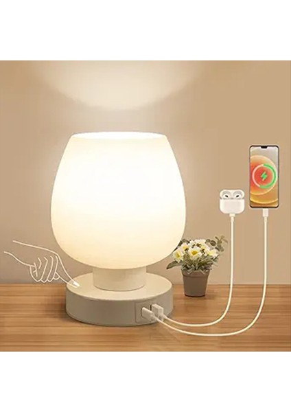 USB C+A Şarj Portları ile Yatak Odası Için Dokunmatik Başucu Masa Lambası Small Lambası 3 Yollu Dimmabable, Güncellik Masa Lamba Us Fug (Yurt Dışından) fiyatları
