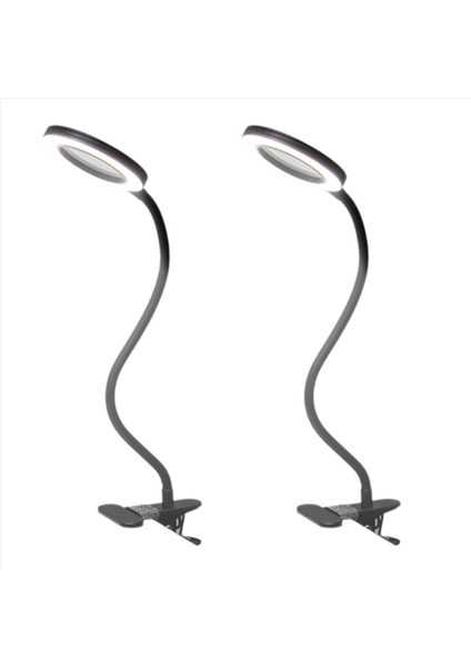 2 Adet LED Büyüteç Masa Lambası 8x Büyütme 3 Renk Modu Ayarlanabilir Döner Kol Işıklı Kelepçe (Yurt Dışından)