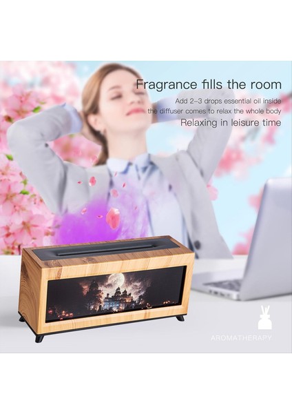 Perili Kale Ahşap Tahıl Nemlendirici Alev Şömine Aromaterapi Difüzör Ev Ofis Için Uçucu Yağ Nemlendirici (Ab) A (Yurt Dışından) indirimleri