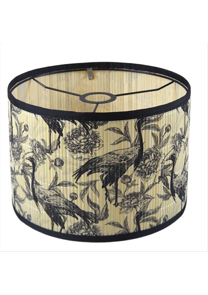 Labchade Parlak Yeşil Bitki Kuş Dekorasyonu Drum Şekilli Abajur Zemin Lambası Için Uygun, Yatak Odasında Masa Lambası B (Yurt Dışından)