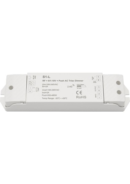 AC110V-220V RF+0/1-10V + Basmalı Ac Triyak Dimmer S1-L 1 Ch Kanal Kısılabilir Tek Renkli Akkor LED Dimmer (Yurt Dışından)
