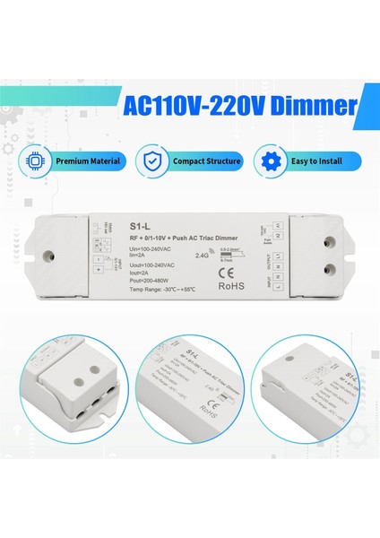 AC110V-220V RF+0/1-10V + Basmalı Ac Triyak Dimmer S1-L 1 Ch Kanal Kısılabilir Tek Renkli Akkor LED Dimmer (Yurt Dışından) fırsatları