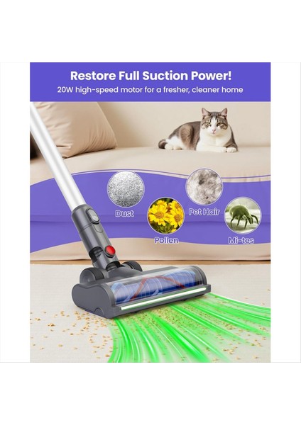 Dyson V6 DC58 DC59 DC61 DC62 DC74 Için Toz Algılama Yedek Fırça Başlığı - LED Yeşil Işık Zemin ve Halı Aparatı (Yurt Dışından) modelleri