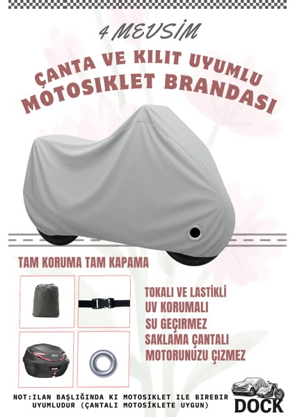 Gri Vespa Px 150 Kilit ve Çanta Uyumlu Motosiklet Brandası(4 Mevsim)