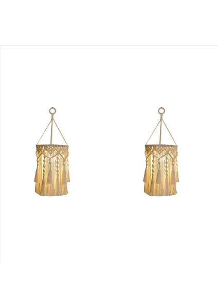 2x Boho Abajur Boho Asılı Lamba El Yapımı Makrome Abajur Tak Kolye Işık Bohemian Asılı Işıklar (Yurt Dışından)