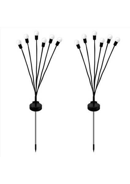 2x Güneş Çim Işıkları Rüzgar Ateşböceği Işıkları LED Bahçe Avlu Zemin Işıkları Açık Su Geçirmez Kamp Işıkları 6-Işık (Yurt Dışından)