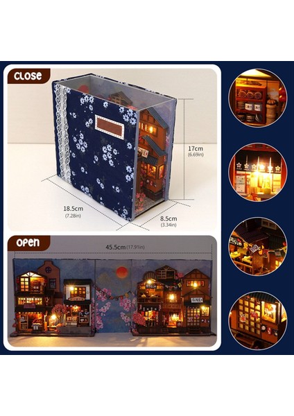 3D Ahşap Kitap Stand Kiti, LED Işıklı Japon Tavern Stili, Dıy Minyatür Kitap Köşesi, Çok Molor (Yurt Dışından) indirimleri