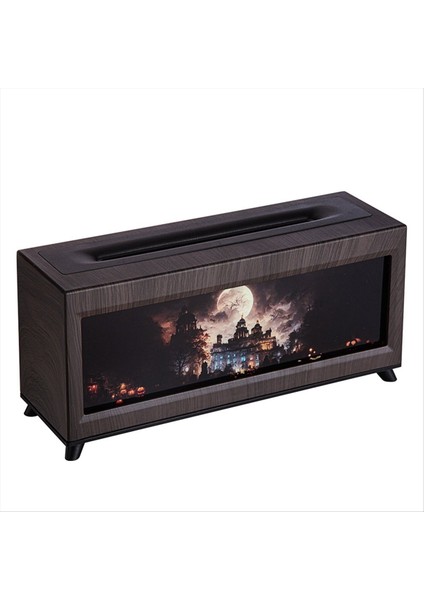 Perili Kale Ahşap Tahıl Nemlendirici Alev Şömine Aromaterapi Difüzör Ev Ofis Için Uçucu Yağ Nemlendirici (Ab) B (Yurt Dışından)