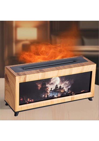 Perili Kale Ahşap Tahıl Nemlendirici Alev Şömine Aromaterapi Difüzör Ev Ofis Için Uçucu Yağ Nemlendirici (Ab) B (Yurt Dışından) modelleri