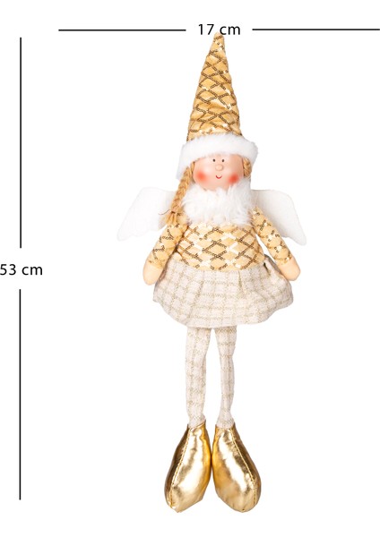 Yılbaşı Süsü, Oturan Kanatlı Peri Figürü, Gold - 17X53 cm