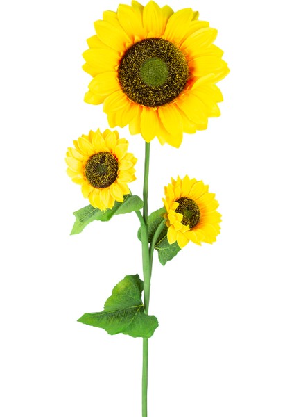 Yapay Ayçiçeği, Sarı-Yeşil - 3 Çiçekli, 30X130 cm