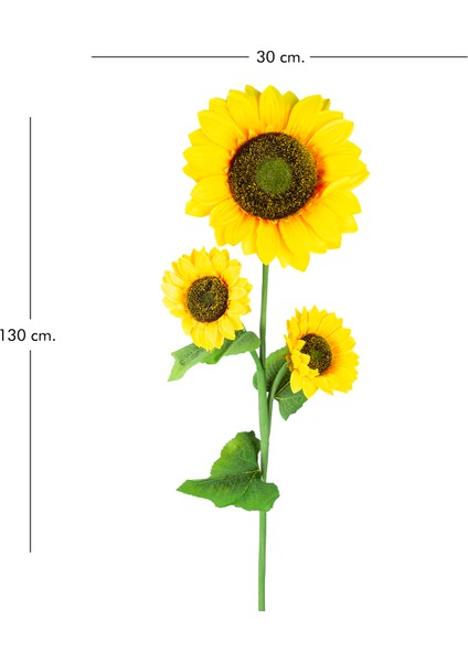 Yapay Ayçiçeği, Sarı-Yeşil - 3 Çiçekli, 30X130 cm modelleri