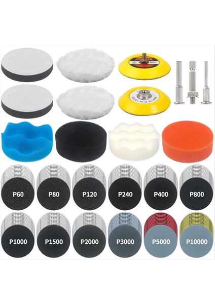 133 Pcs Zımparalama Disk Matkap Pilising Kiti Zımparalama Ek, 3 Inç Islak Kuru Far Restorasyon Kiti, Araba Ahşap Metal Için (Yurt Dışından)