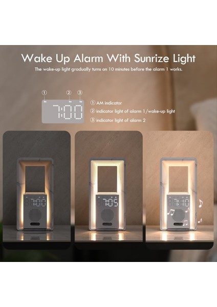 Dijital Çalar Saat Gündoğumu Uyandırma Işığı 9uyku Yardımı Beyaz Gürültü Sesleri Makinesi Kısılabilir Dokunmatik Gece Lambası Erteleme (Ab) A (Yurt Dışından) indirimleri