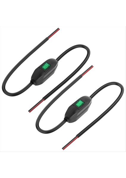 Satır Içi Kordon Anahtarı 12V 24V/3A, Her Iki Uç Yeşil Led&#39;de Prewire ile Açma/kapalı Rocker Düğmesi Anahtarı 0.5m 2 Pcs (Yurt Dışından)