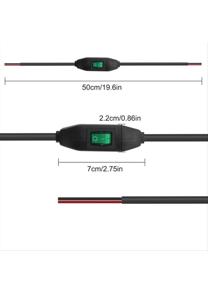 Satır Içi Kordon Anahtarı 12V 24V/3A, Her Iki Uç Yeşil Led&#39;de Prewire ile Açma/kapalı Rocker Düğmesi Anahtarı 0.5m 2 Pcs (Yurt Dışından) modelleri