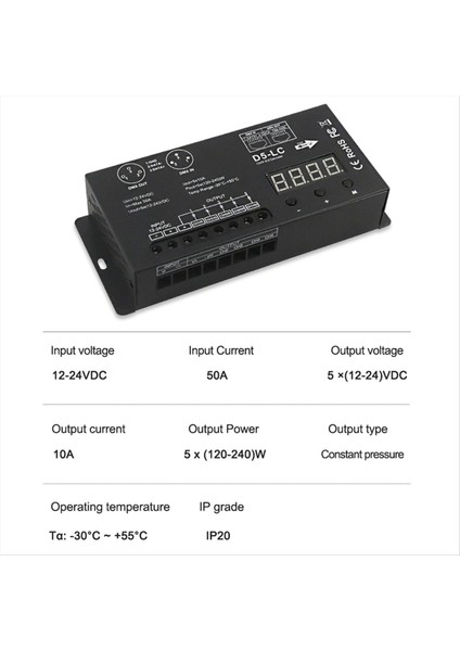 Güç DMX512 LED Denetleyici 5ch 10A/CH DMX512 Dekoder Dimmer Sürücüsü DC12V-24V Max 1200 W LED Rgbcw Şerit Işık (Yurt Dışından) fiyatları