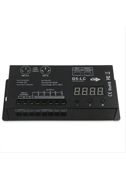 Güç DMX512 LED Denetleyici 5ch 10A/CH DMX512 Dekoder Dimmer Sürücüsü DC12V-24V Max 1200 W LED Rgbcw Şerit Işık (Yurt Dışından) indirimleri