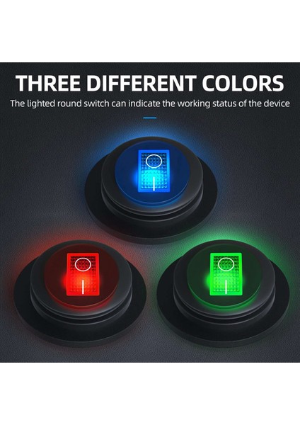6x Yuvarlak Rocker Anahtarı 12 V 20A Ul Listeli Su Geçirmez Deniz Yuvarlak Geçiş Anahtarı LED Işıklı Açma Kapama Anahtarı 3 Renk (Yurt Dışından) modelleri