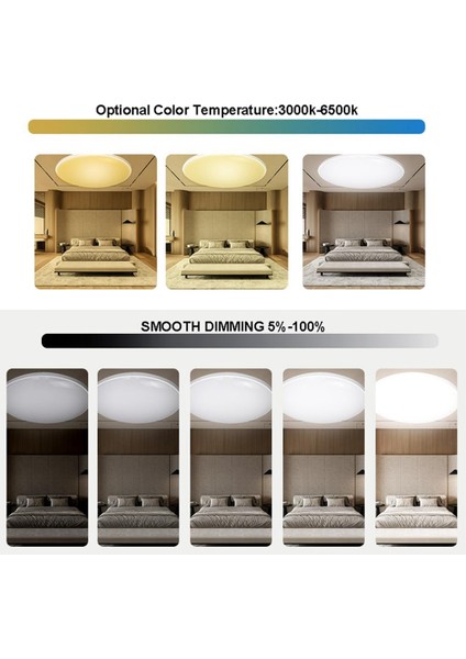 LED Tavan Lambası Kısılabilir Tuya Uygulamasına Uygulanabilir 24W Rgb Renk Değiştirme Oturma Odası Yatak Odası Için Akıllı LED Tavan Işık (Yurt Dışından) modelleri