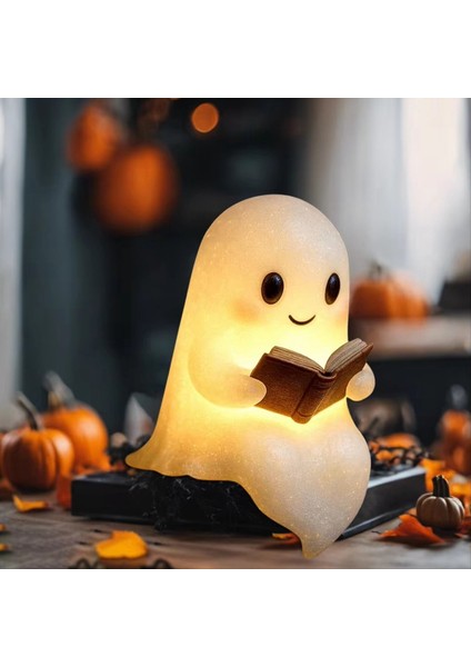 Sevimli Hayalet Okuma Kitabı Lambası Küçük Hayalet Lamba Kitap 3D LED Gece Lambası Cadılar Bayramı Dekor Yatak Odası Için Raf Parti L (Yurt Dışından) indirimleri
