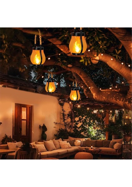 4 Adet Güneş Fenerler Işıklar Titrek Alev Bahçe Işıkları Çift Şarjlı USB ve Güneş Enerjili Açık Asılı Fener (Yurt Dışından) fırsatları