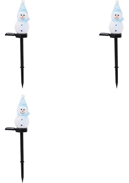 3x Noel Süslemeleri Güneş Işıkları Açık Bahçe Dekor Kardan Adam-Noel Süsleri Güneş Enerjili Bahçe Dekor F (Yurt Dışından)