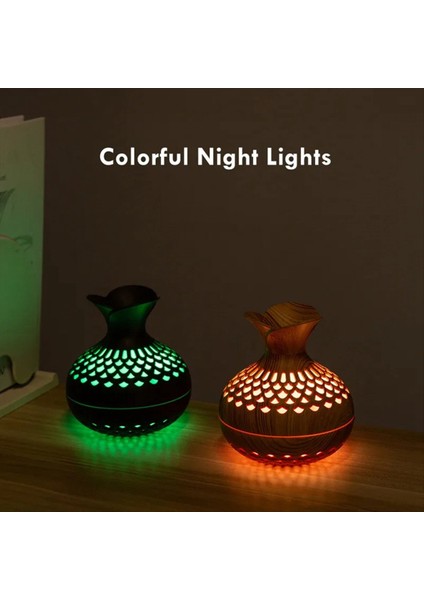 300ML USB Hava Nemlendirici Mini Nemlendirici Masaüstü Nemlendirici Renkli Gece Işıkları ile Hollow Vazo Şekli Nemlendirici B (Yurt Dışından) fırsatları