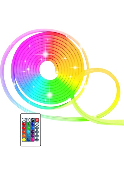LED Neon Halat Işık 5V-USB Arayüz Rgb LED Şerit Işık Tuka Bluetooth Uygulama Su Geçirmez Esnek Şerit Lamba 5m (Yurt Dışından)