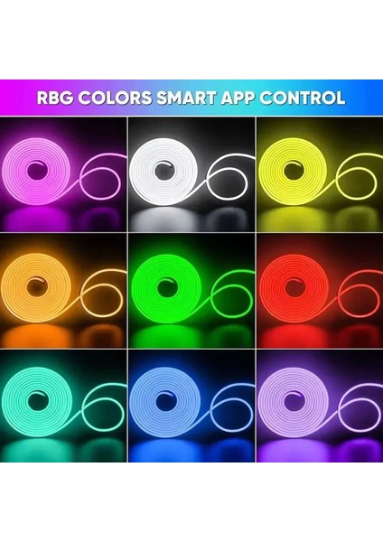 LED Neon Halat Işık 5V-USB Arayüz Rgb LED Şerit Işık Tuka Bluetooth Uygulama Su Geçirmez Esnek Şerit Lamba 5m (Yurt Dışından) fiyatları