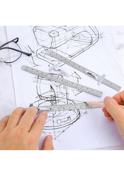 6 Adet Makinist Cetvel 6 Inç 15 cm Cep Cetveli Çıkarılabilir Klipsli Esnek Hassas Paslanmaz Çelik Cetvel (Yurt Dışından) modelleri