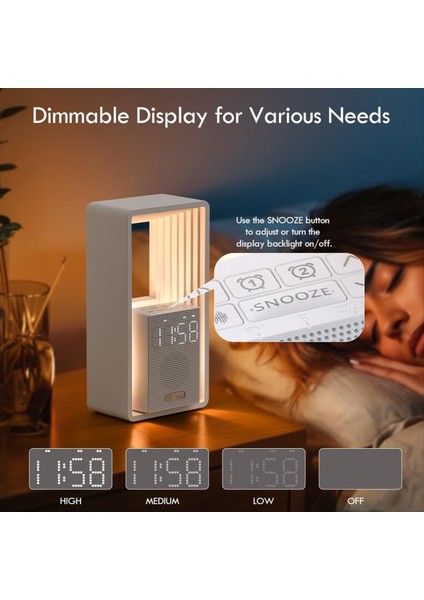 Dijital Çalar Saat Gün Doğumu Uyandırma Işığı 9uyku Yardımcısı Beyaz Gürültü Sesleri Makinesi Kısılabilir Dokunmatik Gece Lambası Erteleme (Ab) B (Yurt Dışından) modelleri