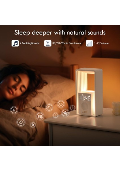 Dijital Çalar Saat Gün Doğumu Uyandırma Işığı 9uyku Yardımcısı Beyaz Gürültü Sesleri Makinesi Kısılabilir Dokunmatik Gece Lambası Erteleme (Ab) B (Yurt Dışından) fırsatları