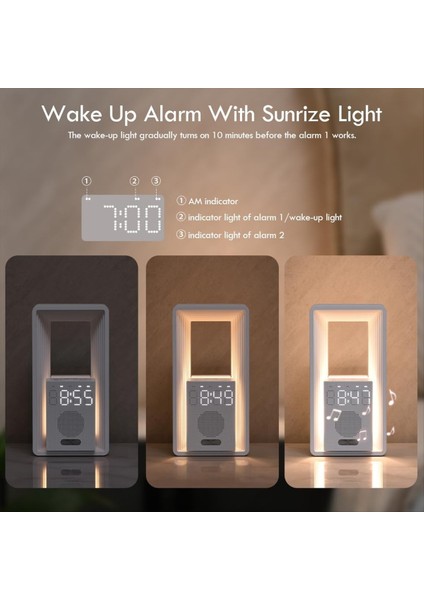 Dijital Çalar Saat Gün Doğumu Uyandırma Işığı 9uyku Yardımcısı Beyaz Gürültü Sesleri Makinesi Kısılabilir Dokunmatik Gece Lambası Erteleme (Ab) B (Yurt Dışından) indirimleri