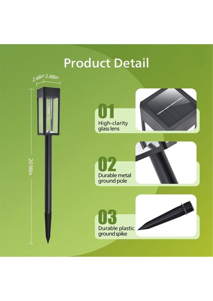 2 Paket Güneş Yolu Işıkları Açık Cam Metal LED Bahçe Peyzaj Aydınlatmaları 3000 K Sıcak Beyaz Yard Için Su Geçirmez (Yurt Dışından) fırsatları