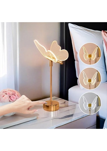 Kelebek Masa Lambası, Komodin Için Kelebek Lambası, 3 Yollu Kısaltılabilir Kelebek Başucu Lambaları, Akrilik Kelebek Dokunmatik Lamba (Yurt Dışından) modelleri