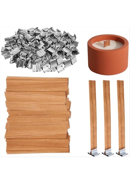 Mum Yapan Ahşap Fitiller, 100 Metal Keeper ile 100 Doğal Ahşap Fitil Seti, Dıy, Ev Dekoru, Ler Için Harika (Yurt Dışından)