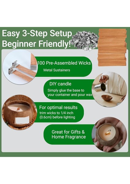 Mum Yapan Ahşap Fitiller, 100 Metal Keeper ile 100 Doğal Ahşap Fitil Seti, Dıy, Ev Dekoru, Ler Için Harika (Yurt Dışından) modelleri