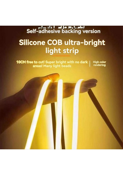 5m Cob Esnek Işık Şeridi Süper Parlak LED Işık Şeridi 220V Açık Kendi Kendine Yapışkan Lineer Işık 240 Işık Metre Ab Fişi (Yurt Dışından) indirimleri