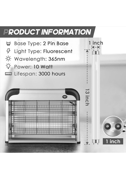 8 Paket Böcek Tuzağı Yedek Ampuller 10W 20W Kapalı Böcek Tuzağı Bl T8 F10W 13 Inç Işık Tüpü Aspectek Liba (Yurt Dışından) fiyatları