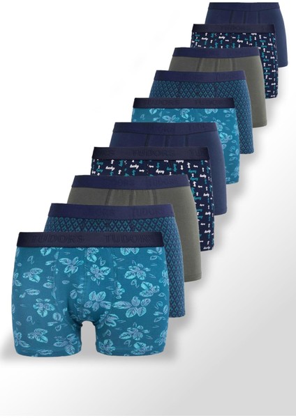 Erkek 10'lu Likralı Pamuklu Esnek Kumaş Premium Seri Boxer
