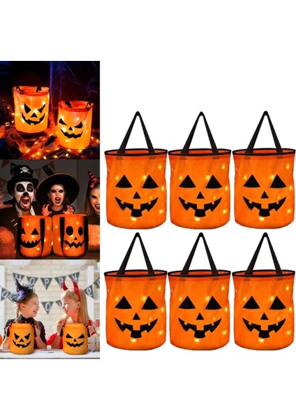 LED Işık Cadılar Bayramı Trick Or Treat Kova Kabak Şeker Çanta Şükran Günü Partisi Si Için Cadılar Bayramı Sepeti 5 Adet (Yurt Dışından) fiyatları