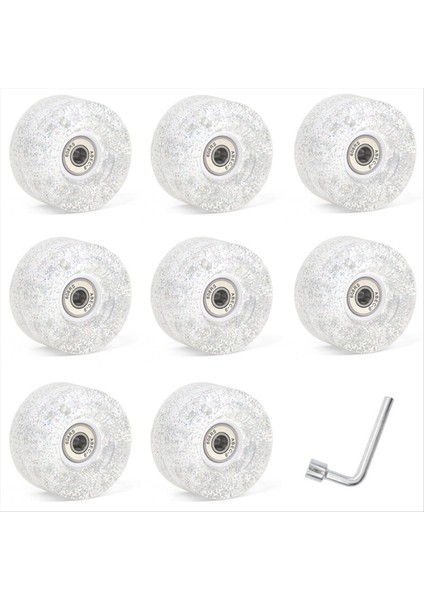 8 Paket 85A Dörtlü Millete Skate Wheels 62 x 33MM Çift Sıralı Patlama Için Yataklar, Dörtlü Paten Aksesuarları Beyaz (Yurt Dışından)